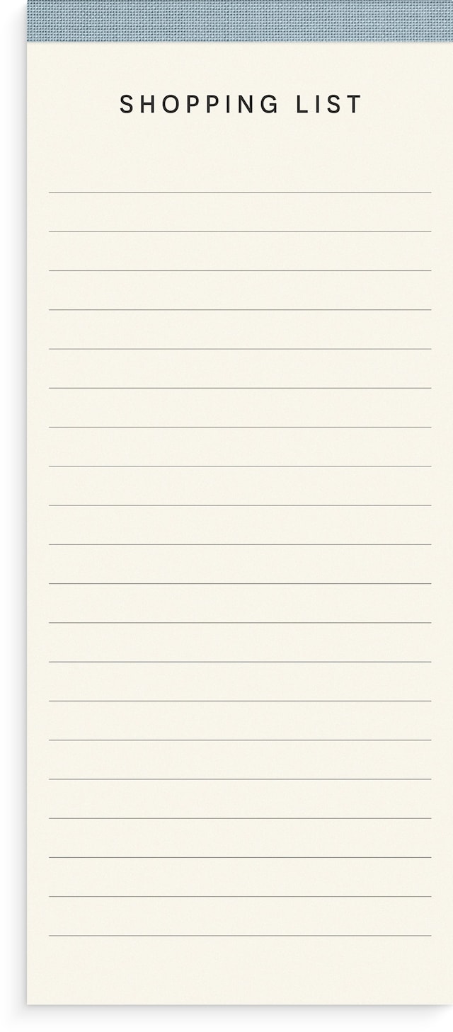 Ostoslista Muistilehtiö Tekstiili, Burde