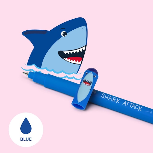 Produktbilde 2 for Erasable gel pen, Shark, blå, gelpenn med blekk som kan viskes ut