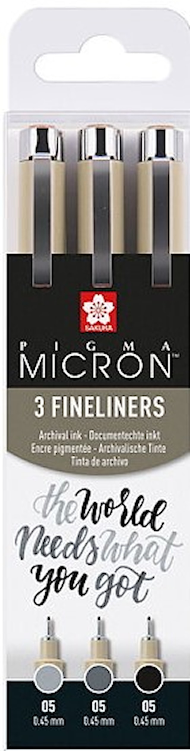 Produktbild 1 för Sakura Pigma Micron 05 fineliner black & grey 3-set