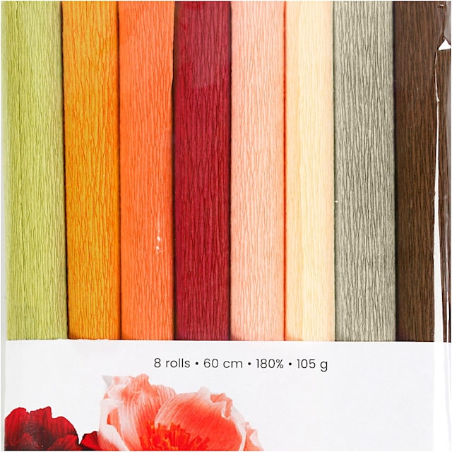 Produktbilde 3 for Kreppapir, ark 25x60 cm, Strekk-/krep: 180%, 105 g, douche farger, 8 ark/ 1 pk.