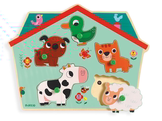 Produktbilde 2 for Barnepuslespill med Lyd og Knotter 5 Biter Bondegårdsdyr Djeco