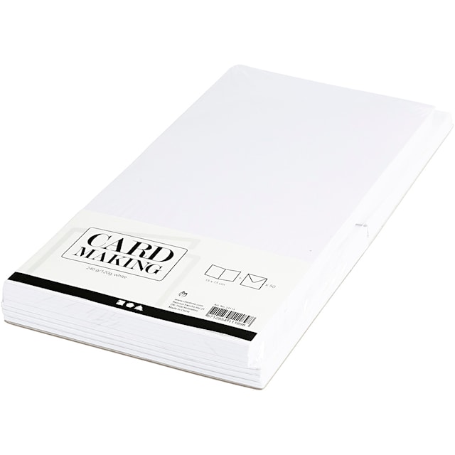 Tuotekuva 4 - Korttipohja-/kirjekuoripakkaus, kortin koko 15x15 cm, kirjekuoren koko 16x16 cm, 120+240 g, valkoinen, 50 set/ 1 pkt