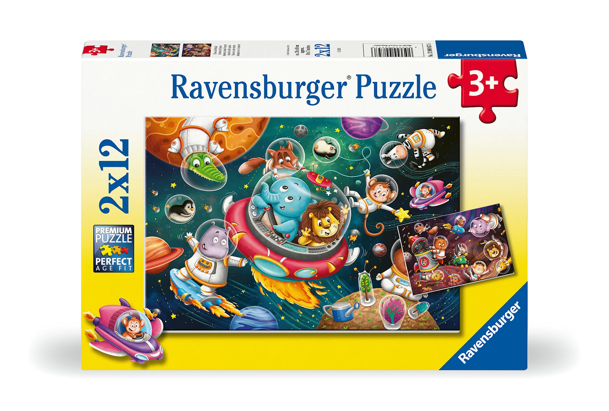 Produktbilde for Puslespill Animals In Space 2x12 brikker, Ravensburger