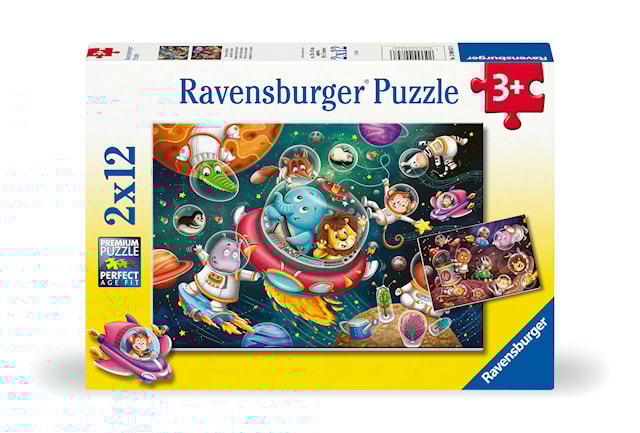 Produktbilde 1 for Puslespill Animals In Space 2x12 brikker, Ravensburger