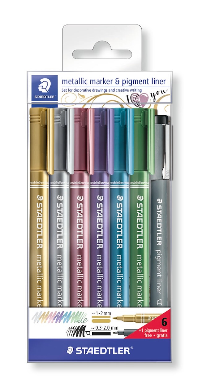 Metallic Markers 6-p + 1 Fineliner Staedtler