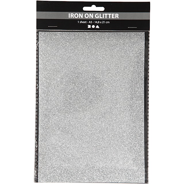 Produktbild 2 för Stryktyg Iron-on A5 Silver Glitter 1 ark