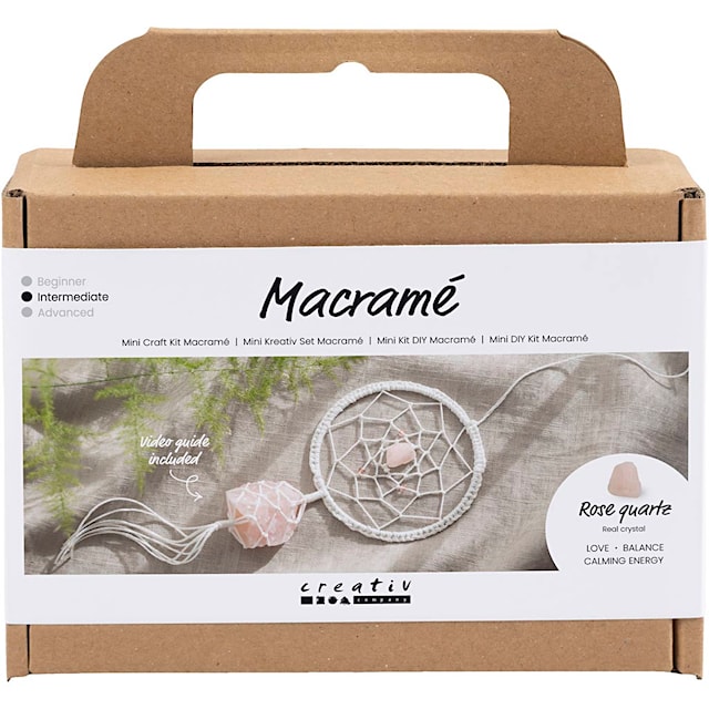 Produktbild 1 för Mini DIY Kit Makramé Drömfångare med rosenkvartskristall 1 förp.