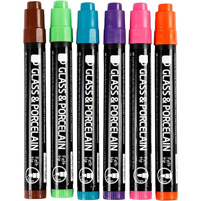 Produktbild 4 för Tuschpennor Glas och Porslin 1-3 mm Kompletterande 6 färger