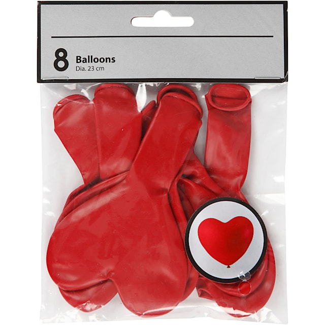 Produktbilde 2 for Ballonger, hjerter, rød, 8 stk./ 1 pk.