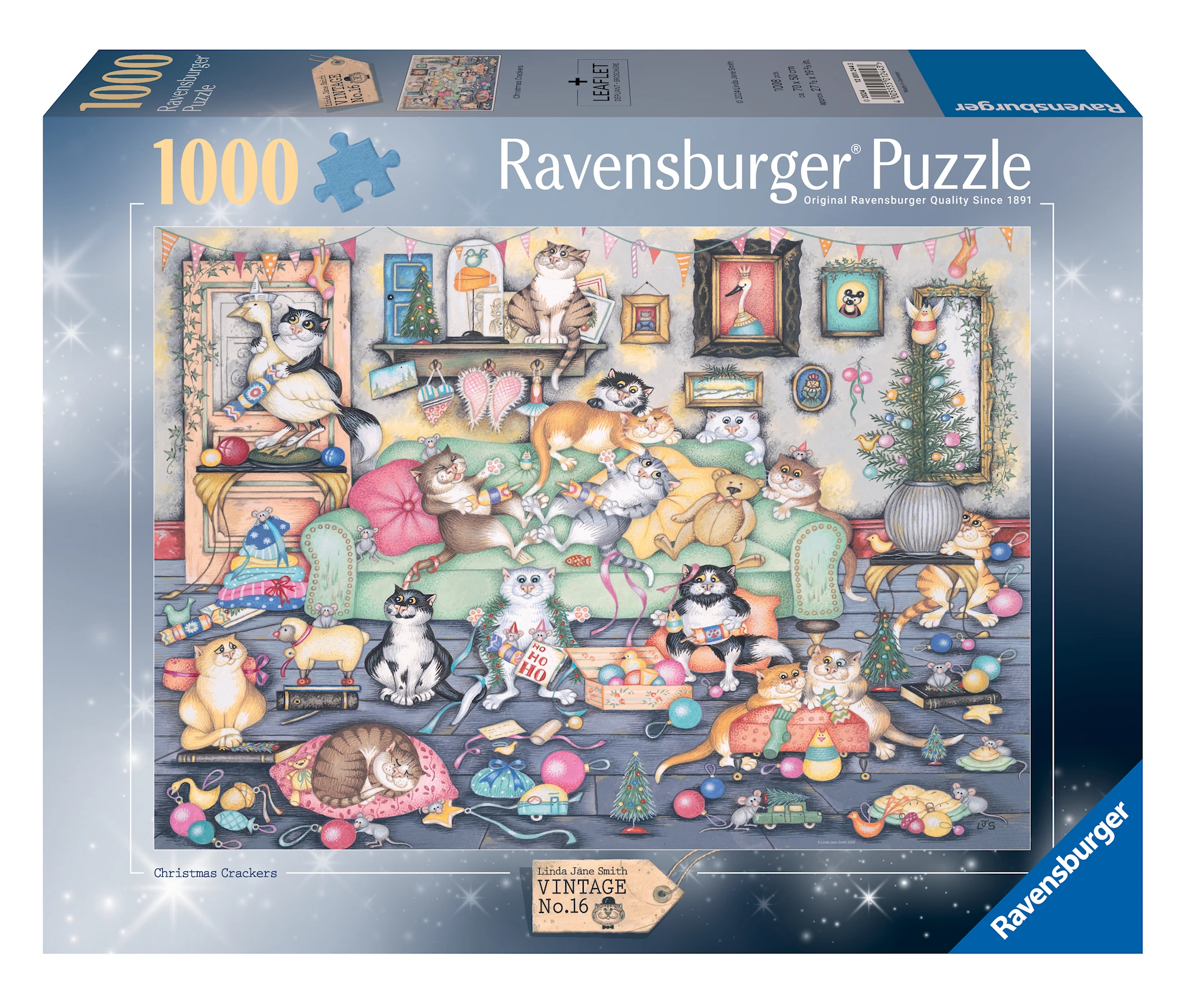 Produktbilde for Puslespill Crazy Cats Christmas Crackers 1000 brikker, Ravensburger