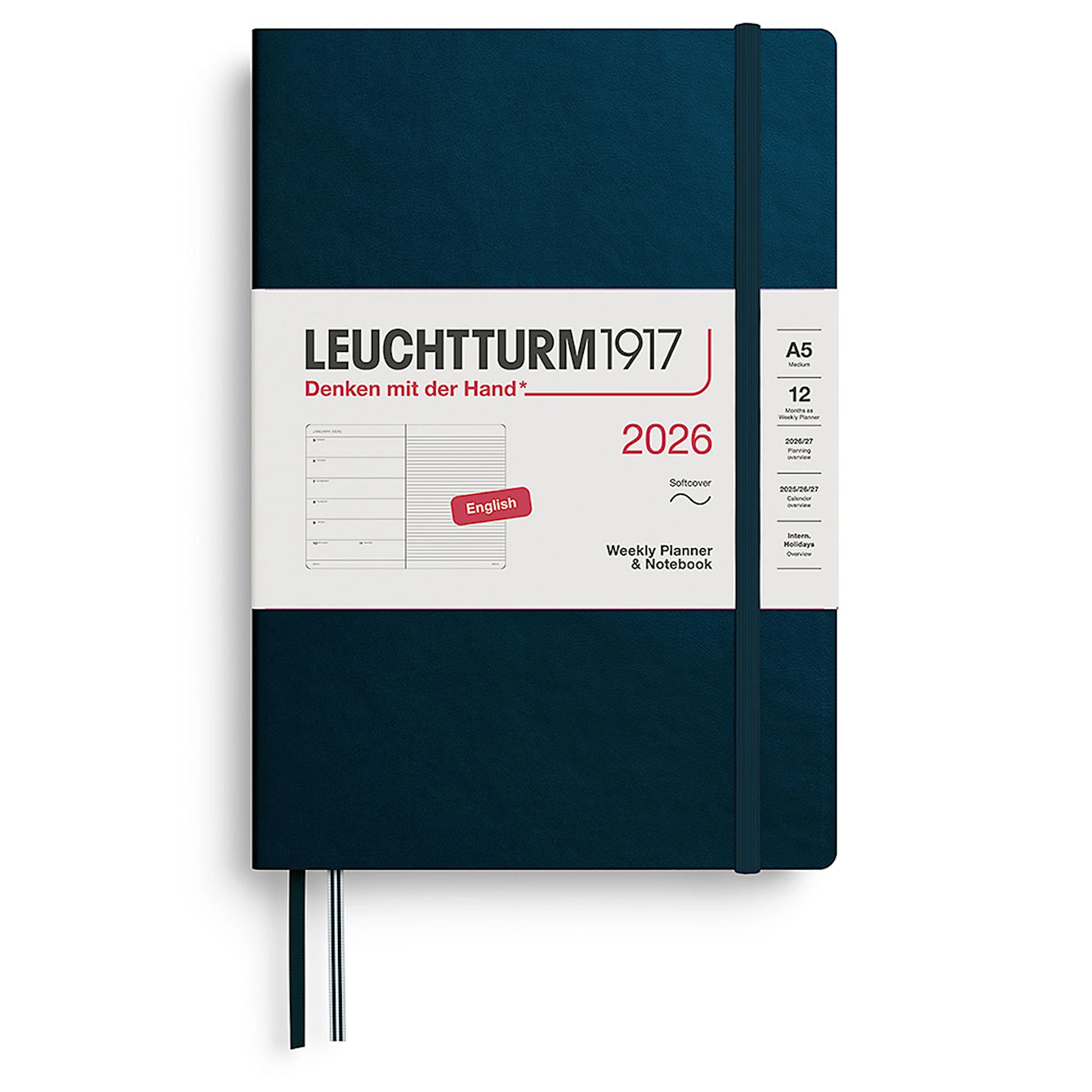 Produktbild för Weekly Planner & Notebook 2026 A5 Soft Deep Sea Leuchtturm1917