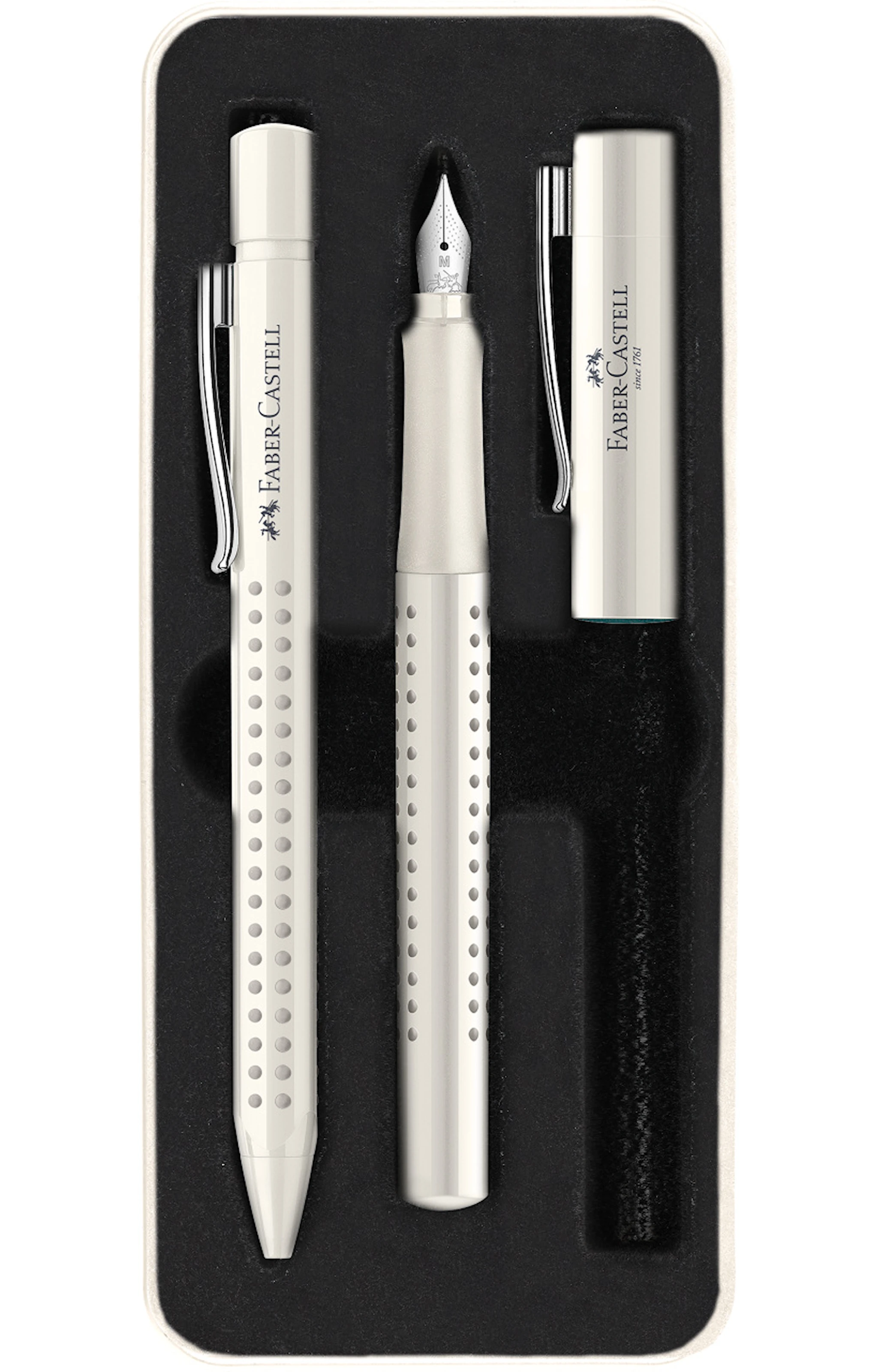 Tuotekuva ille Faber-Castell Grip 2010 Harmony -lahjakynäsetti, jossa täytekynä (kärjen leveys M) ja kuulakärkikynä, M, Coconut Milk