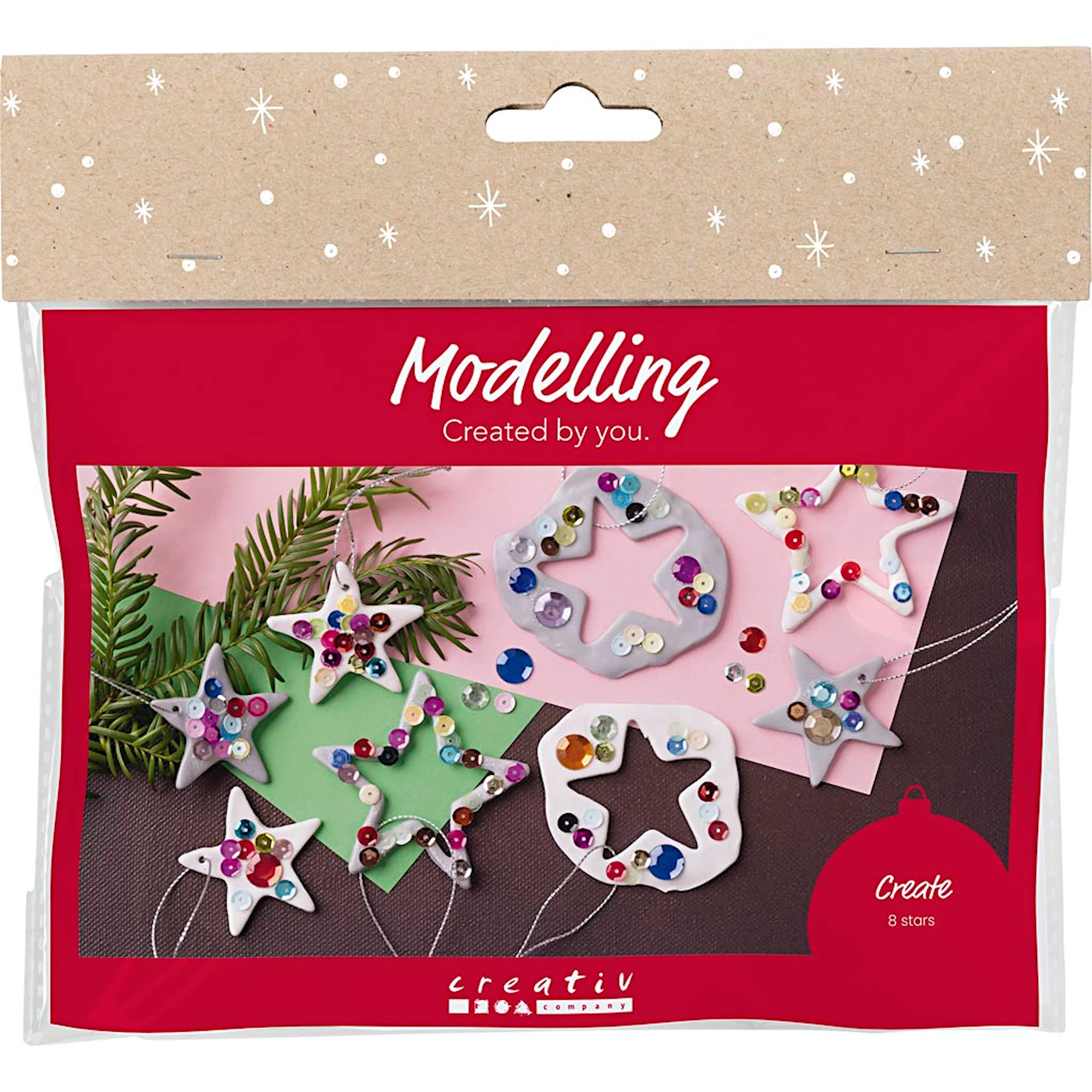Produktbilde for Mini DIY Kit Modellering, Stjerner, sølv, hvit, 1 pk.