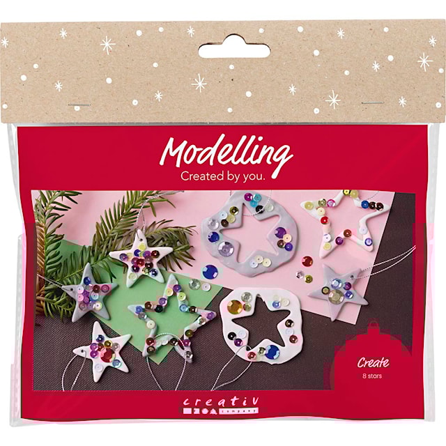 Produktbilde 1 for Mini DIY Kit Modellering, Stjerner, sølv, hvit, 1 pk.