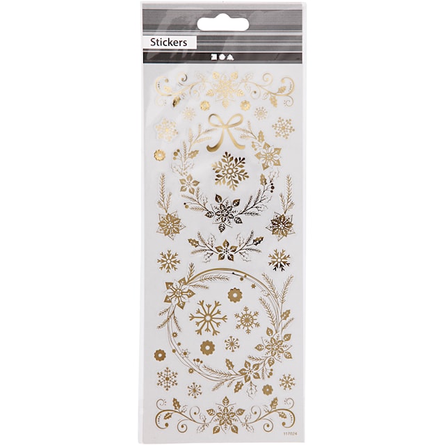 Tuotekuva 4 - Tarrat, joulun tähtiä, arkki 10x24 cm, ca. 29 kpl, kulta, 1 ark