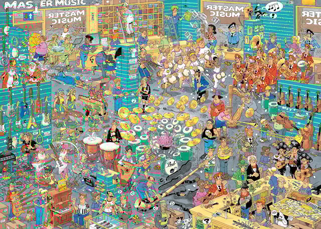 Tuotekuva 2 - Jan Van Haasteren Musiikkikauppa ja loma Jitters Puzzle 2x1000 palaa