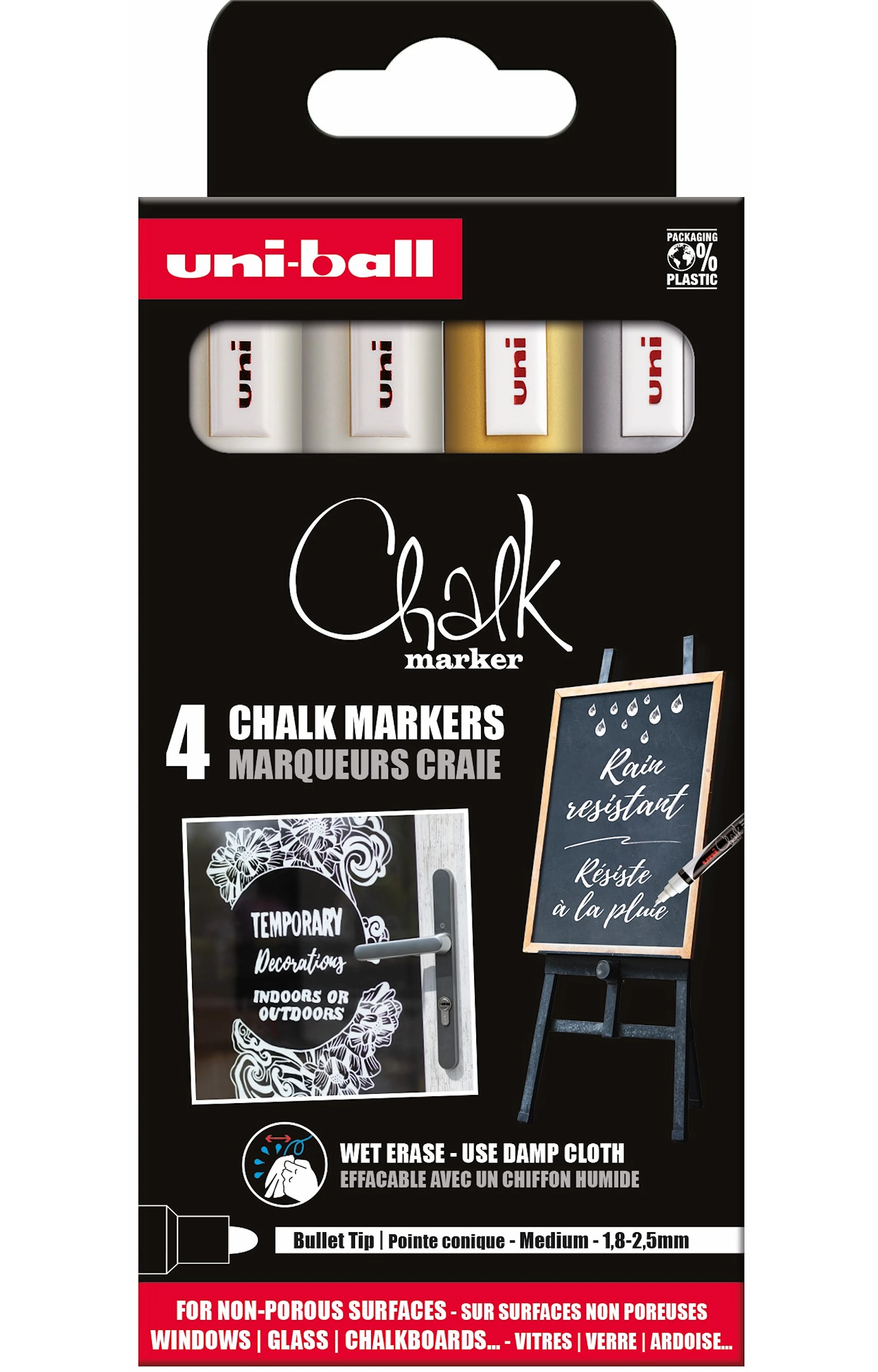 Produktbilde for Merkepenn Chalk Marker Julefarger PWE-5M 4-pakning Posca
