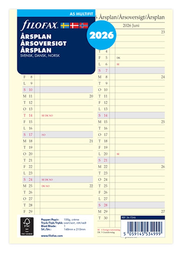 Tuotekuva 1 - Vuosisuunnitelma A5 2026, Filofax