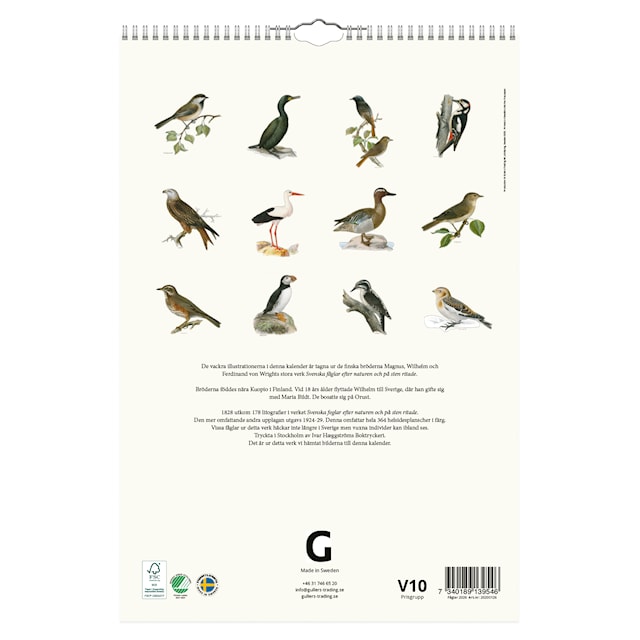 Produktbild 2 för Väggkalender Fåglar 2026