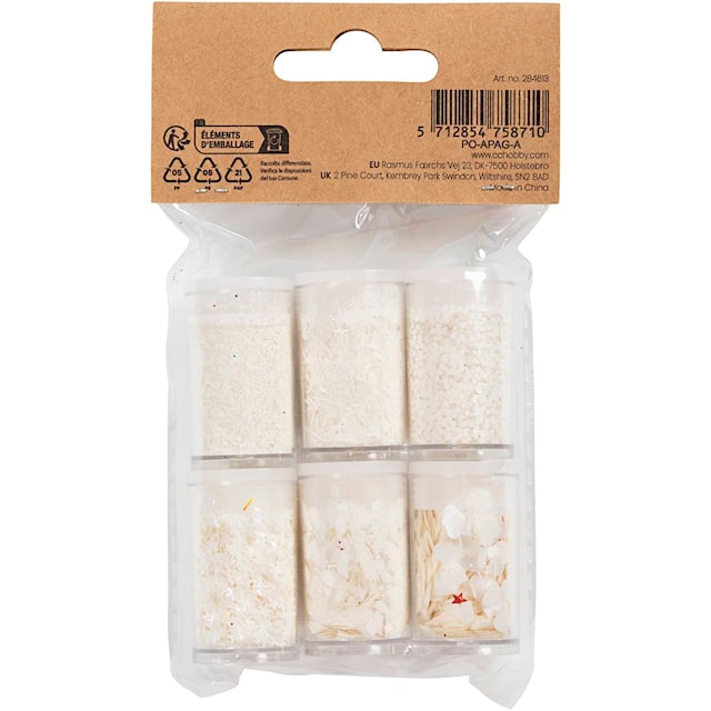 Produktbild 3 för Glitter och Paljetter Vit Biologiskt nedbrytbart 7ml 6-pack