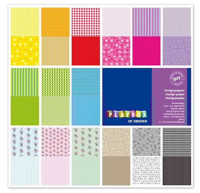 Produktbilde 1 for Designblokk 305x305mm 30 sider mønster Playbox