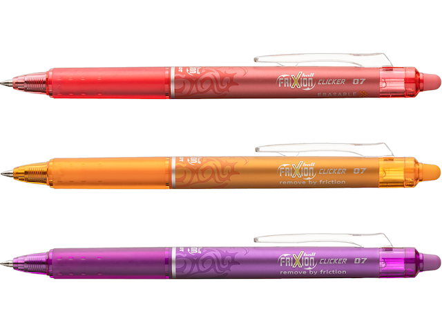 Produktbild 1 för Bläckpenna Frixion Clicker 3-Pack Apricot/Coral/Purple Pilot