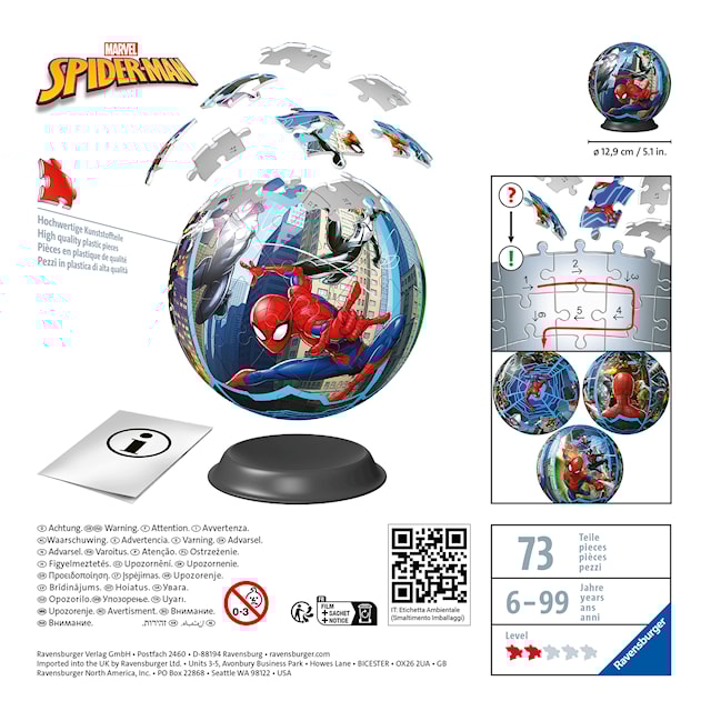 Tuotekuva 3 - Palapelit Spider-Man 3D Ball 72 palaa, Ravensburger