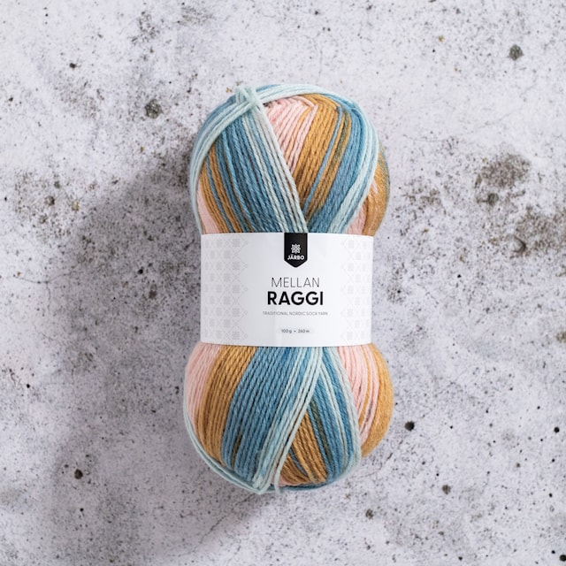 Produktbild 1 för Mellanraggi Garn Ullmix 100 g Gradiet Pastel Rainbow Järbo