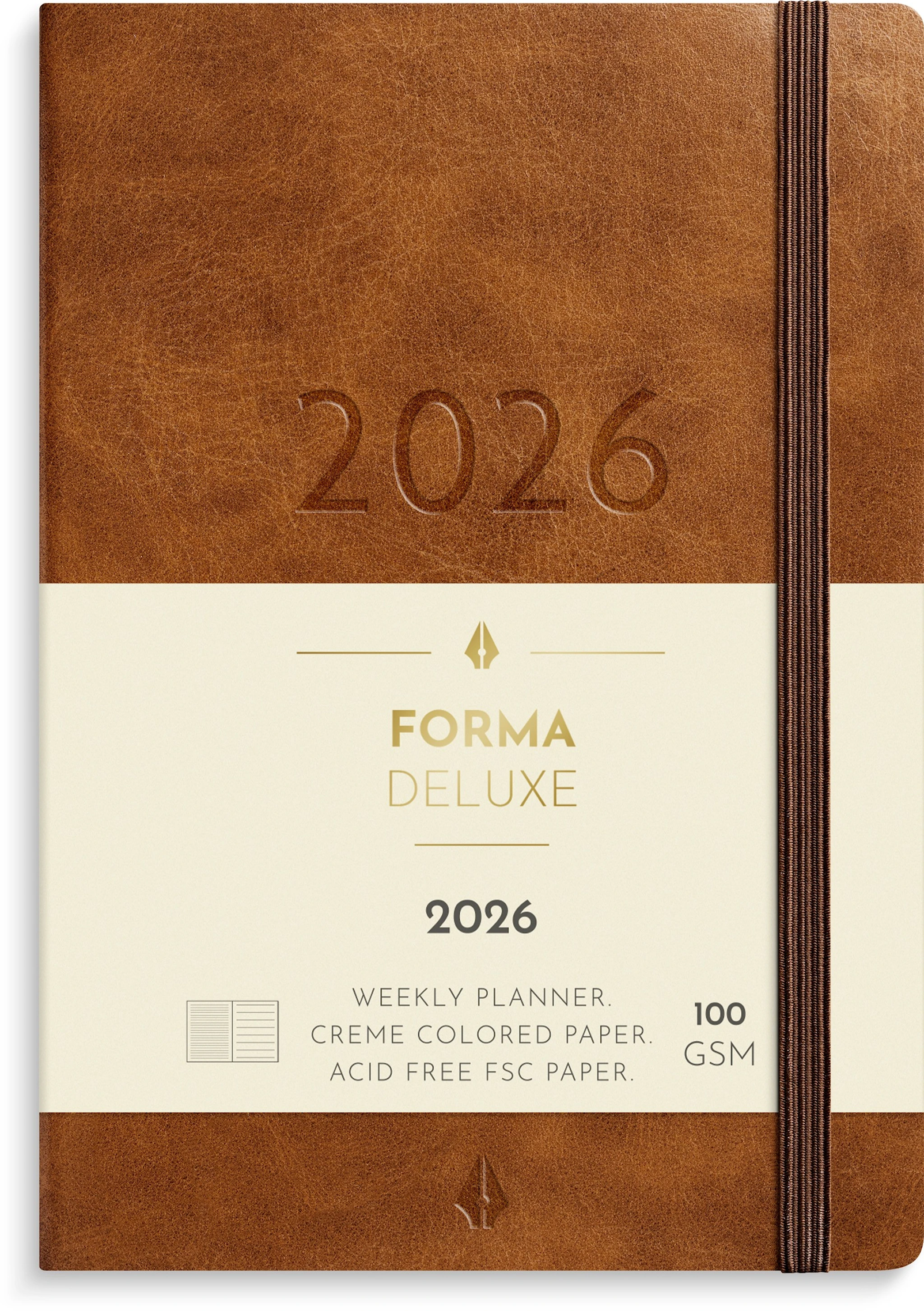 Produktbilde for Kalender 2026 A6 Liten Veckokalender Forma Deluxe Brun Burde