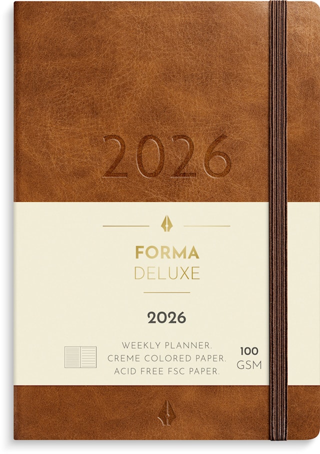 Produktbild 1 för Kalender 2026 A6 Liten Veckokalender Forma Deluxe Brun Burde