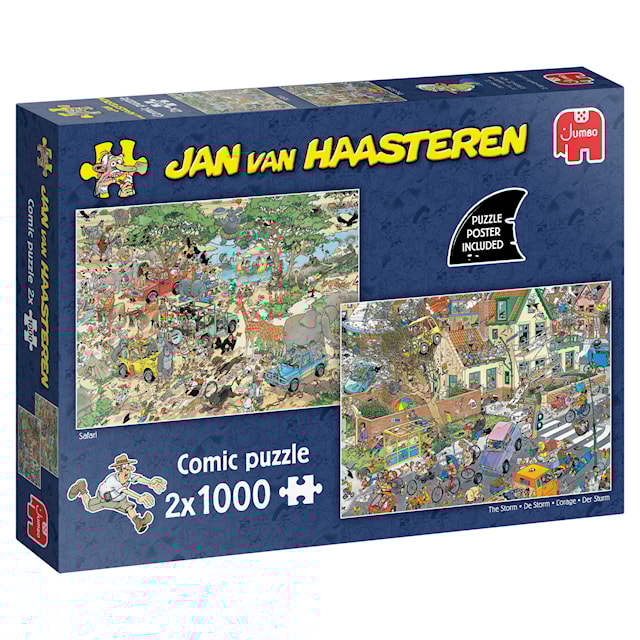 Produktbild 1 för Jan van Haasteren Safari & Storm Pussel 2x1000 bitar