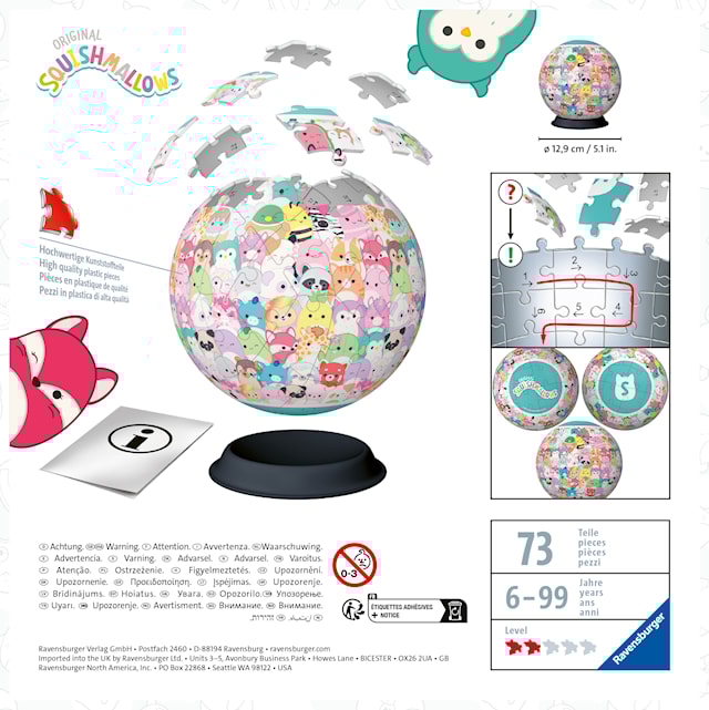Tuotekuva 3 - Palapelit Squishmallows 3D Ball 72 palaa, Ravensburger