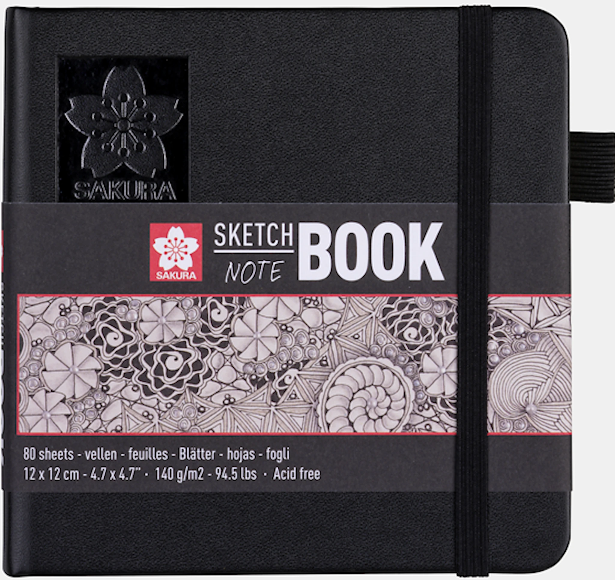 Produktbild för Skissbok 12x12 cm 80 sidor creme vitt papper 140g Sakura