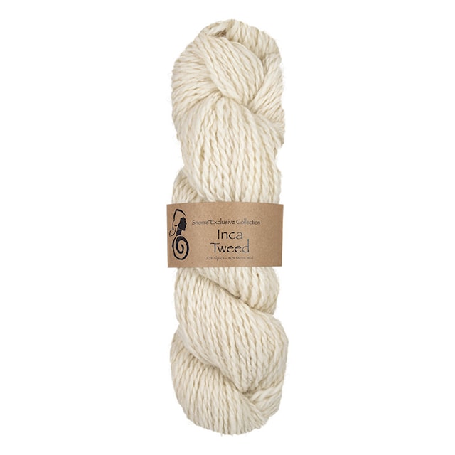 Inca Tweed  Alpaca, ull 50 gr Hvit 100, Viking Snorre