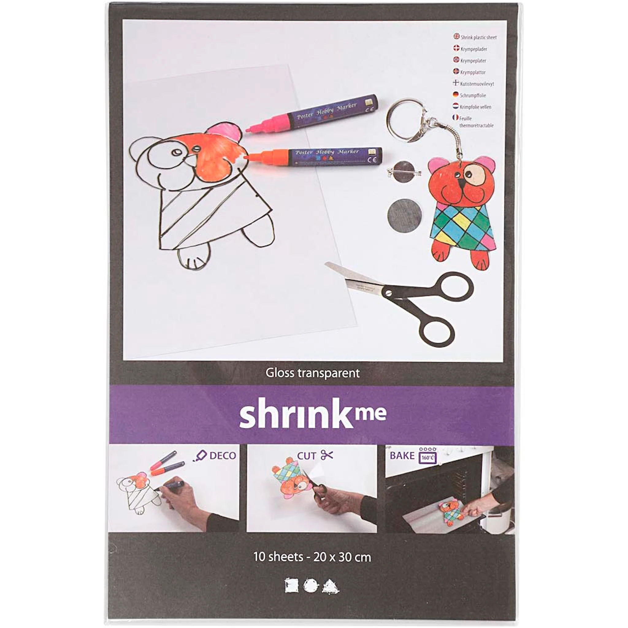 Tuotekuva ille Kutistemuoviarkit, arkki 20x30 cm, paksuus 0,3 mm, kirkas, 10 ark/ 1 pkt