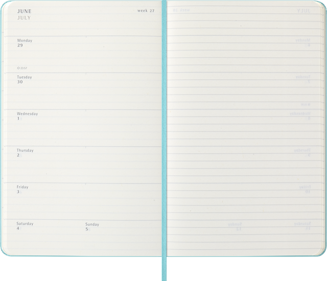 Tuotekuva 4 - Kalenteri 2026 Classic Hard 12M Week Note Large Aquamarine Moleskine