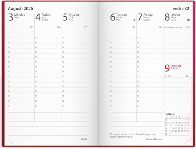 Tuotekuva 2 - Kalender 2026 Prestige Konstläder Röd Burde