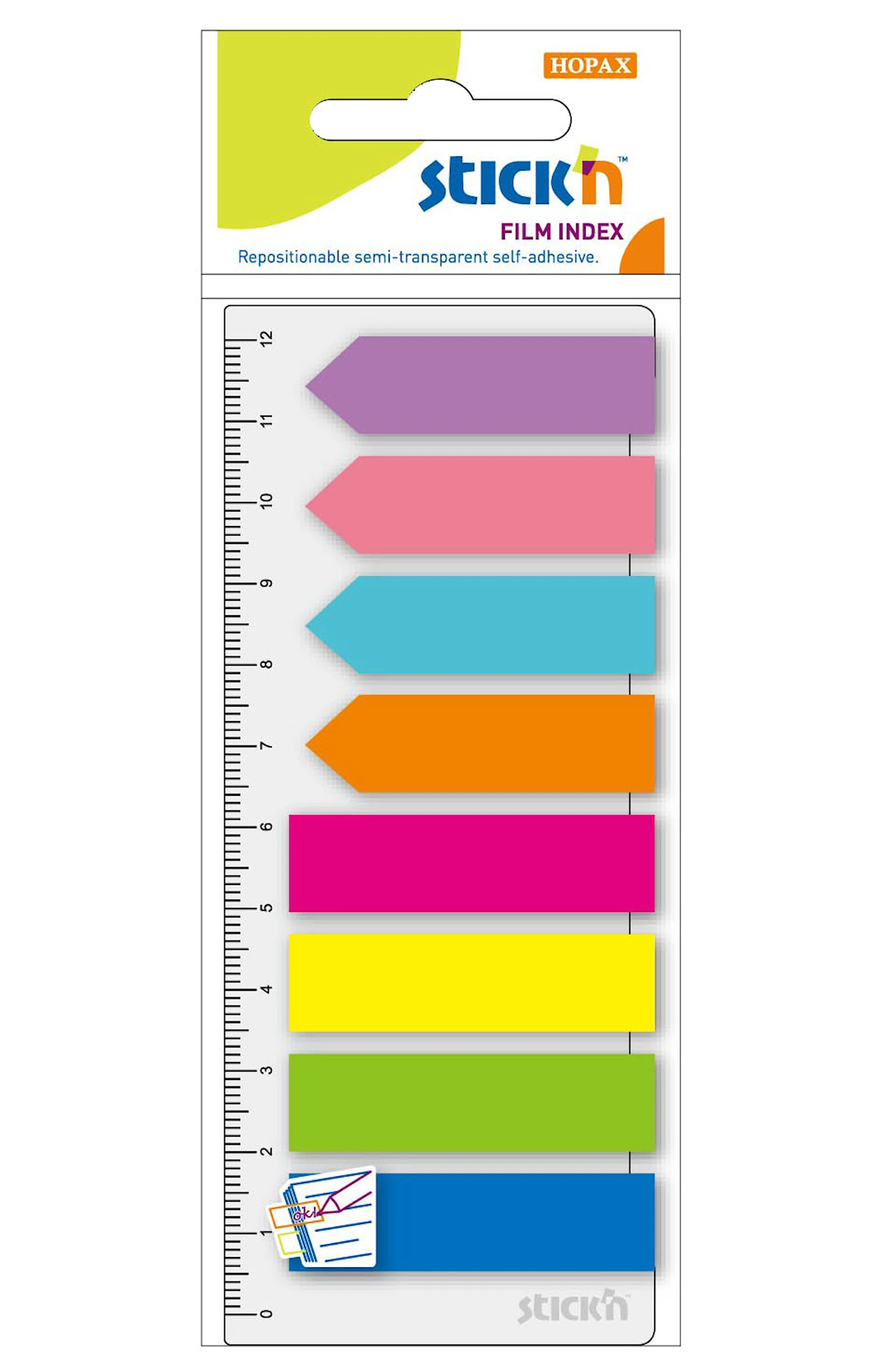 Produktbild för Indexflikar Neon 45x12mm + 42x12mm Stick'n