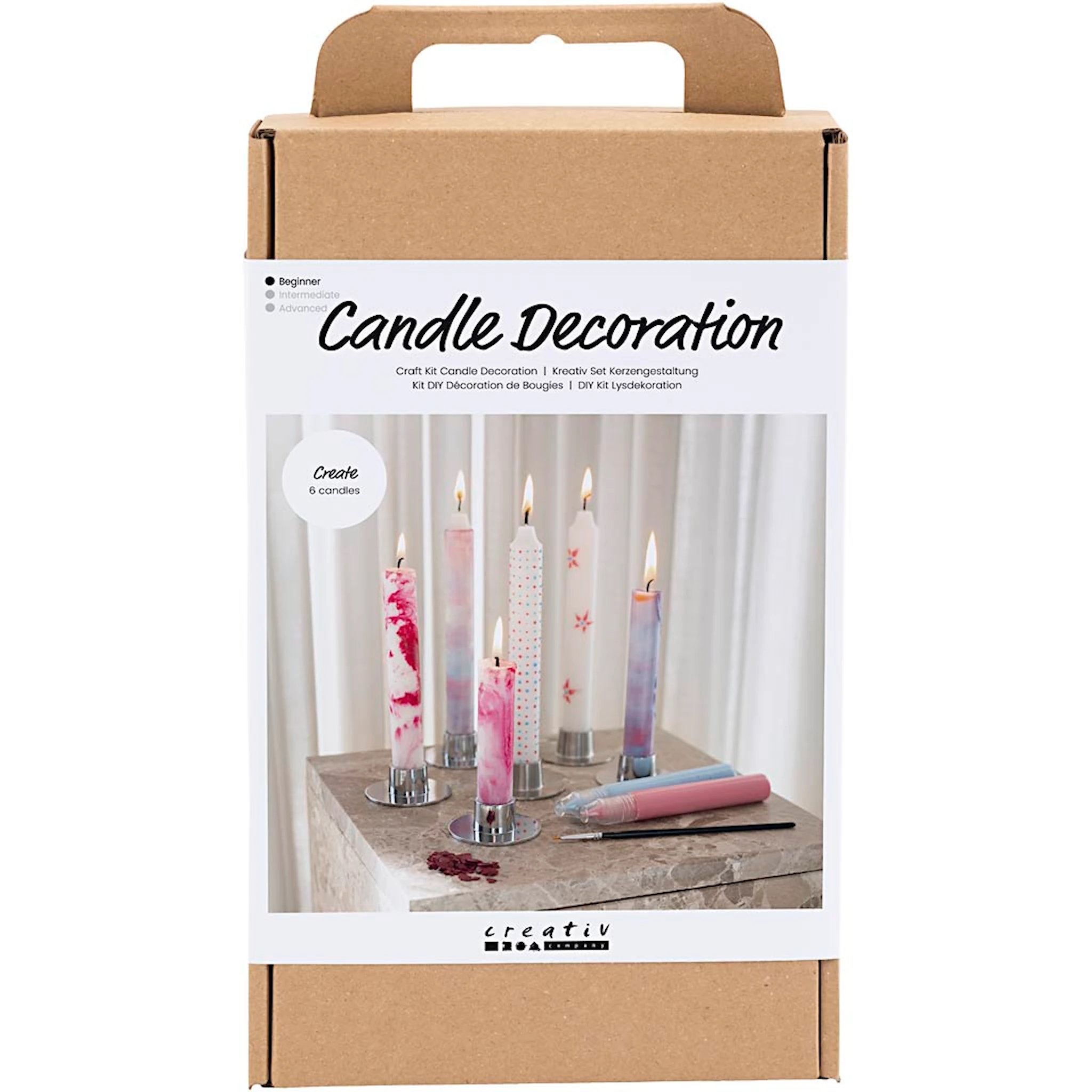 Tuotekuva ille Askartelusetti Kynttilöiden Koristelu, Koristellut kynttilät, valkoinen, 1 pkk/ 1 pkt