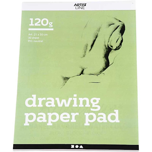 Tuotekuva 2 - Piirustusvihko, A4, arkki 210x297 mm, 120 g, valkoinen, 30 ark/ 1 kpl