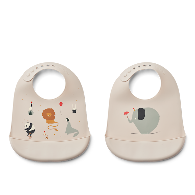 Tuotekuva 1 - Tilda Ruokalappu 2-pack Sirkus/Hiekka Liewood