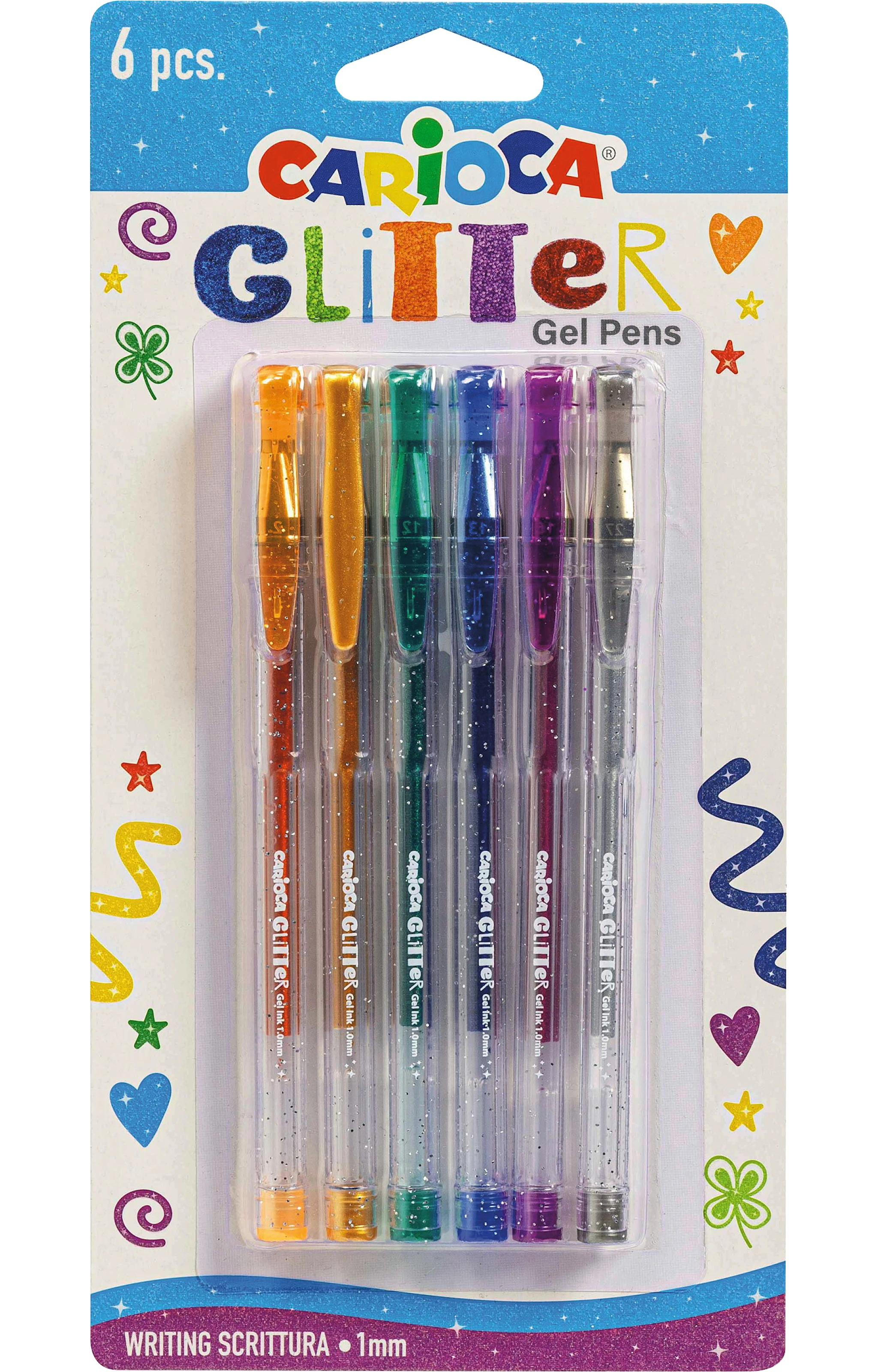 Produktbild för Glitterpennor Gel 6-pack Carioca