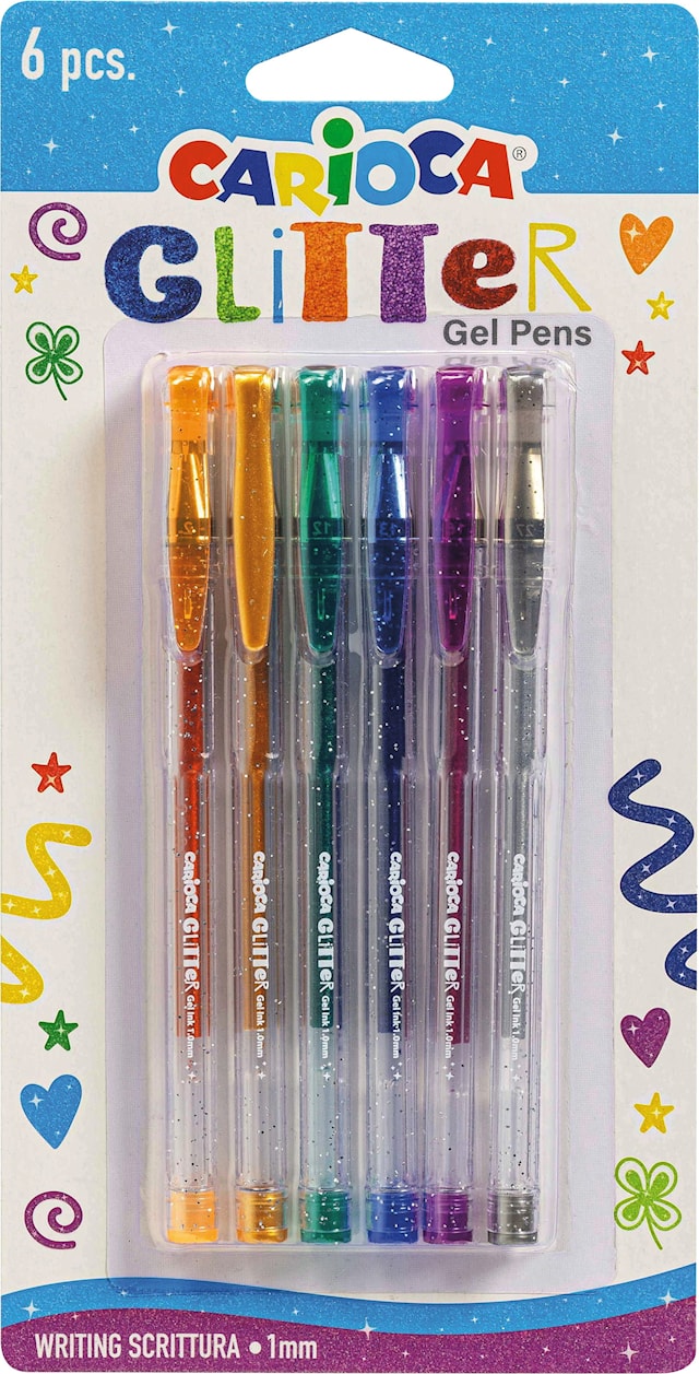 Glitterpennor Gel 6-pack Carioca