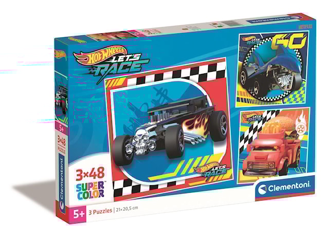 Produktbild 1 för Pussel 3x48 bitar Hotwheels, Clementoni