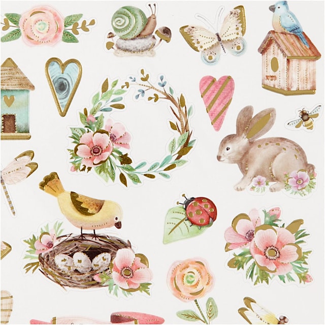 Tuotekuva 4 - Tarrat, Kevät ja pääsiäinen, arkki 15x16,5 cm, ca. 34 kpl, 1 ark