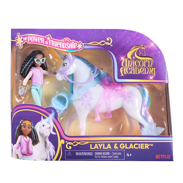 Tuotekuva 2 - Unicorn Academy muotinukke ja hevonen Layla ja Glacier