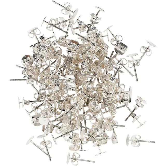 Tuotekuva 2 - Nappikorvakorut, Pit. 13 mm, hopeanväriset, 100 kpl/ 1 pkt