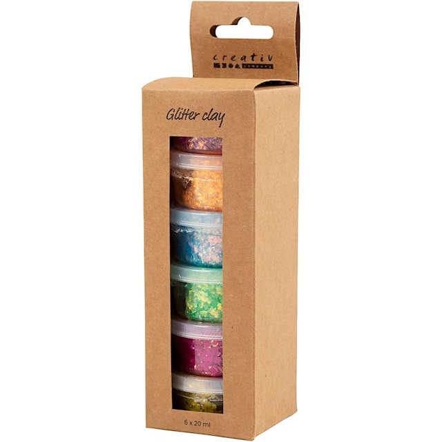 Produktbild 5 för Glitterlera mixade färger 6-pack Creativ Company