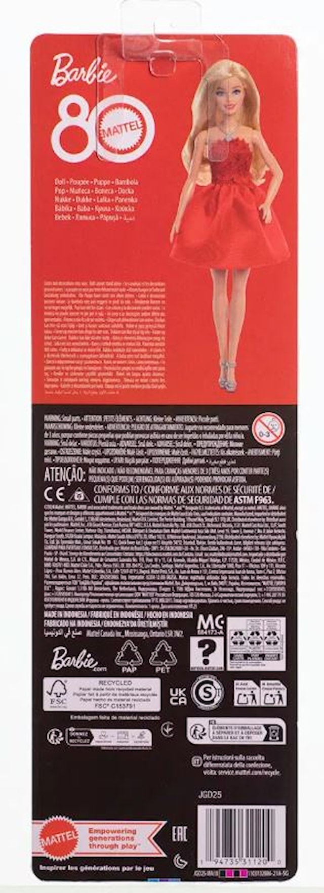 Produktbilde 5 for Barbie Fashionista 80th Anniversary Ruby Red Motedukke