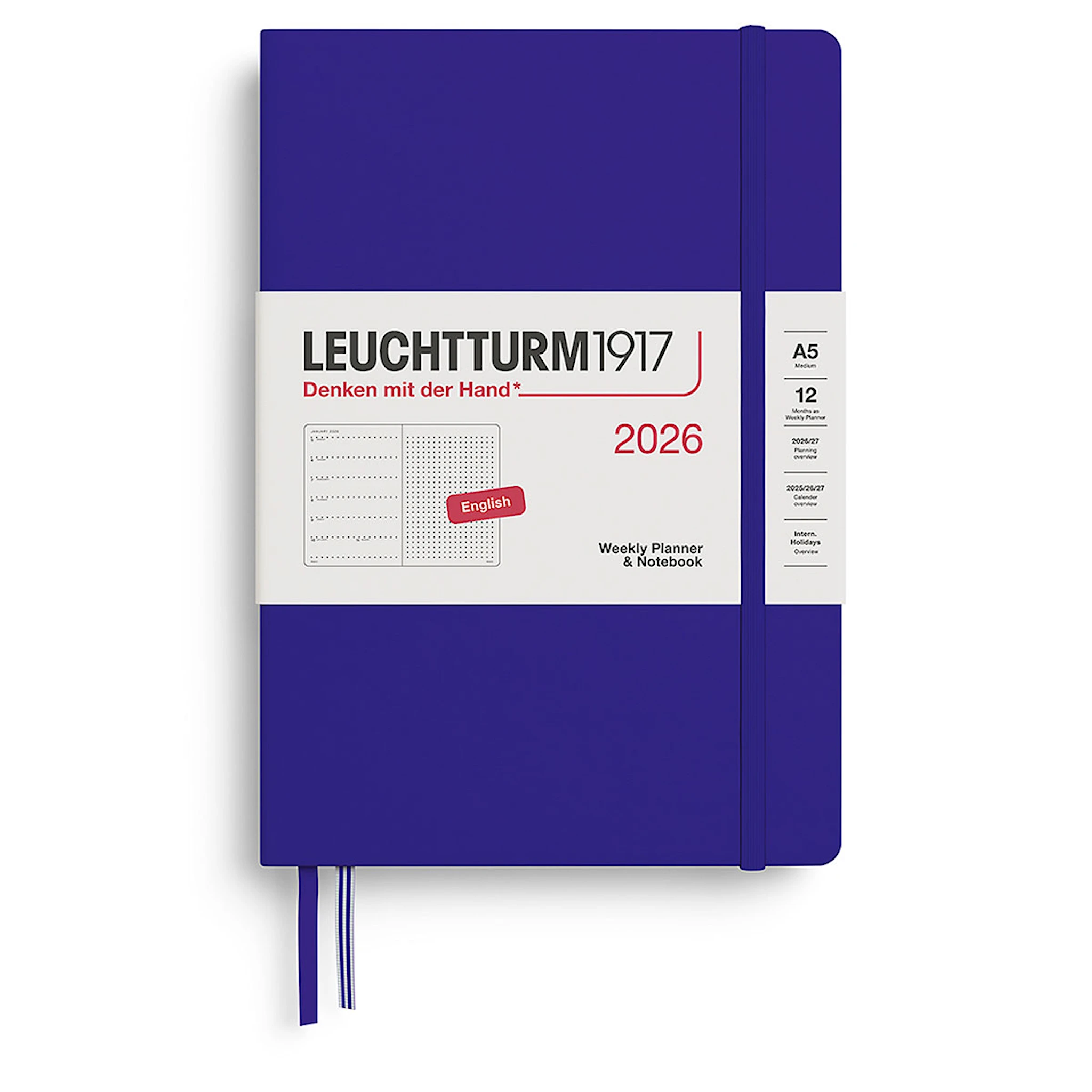 Produktbilde for Weekly Planner & Notebook Dotted 2026 A5 Hard Ink Leuchtturm1917